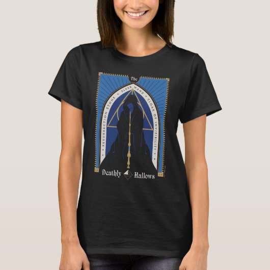 De Deathly Hallows-mantel, toverstaf en steen T-shirt (Voorkant)