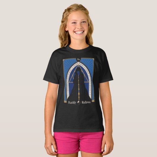 De Deathly Hallows-mantel, toverstaf en steen T-shirt (Voorkant volledig)