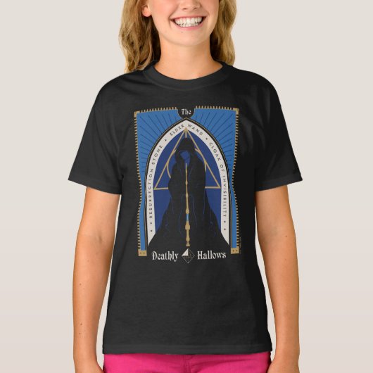 De Deathly Hallows-mantel, toverstaf en steen T-shirt (Voorkant)