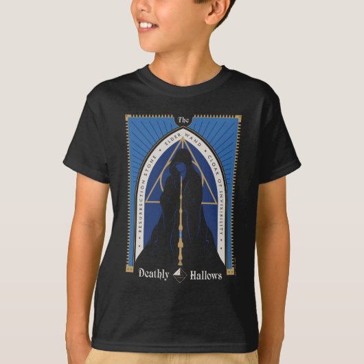 De Deathly Hallows-mantel, toverstaf en steen T-shirt (Voorkant)