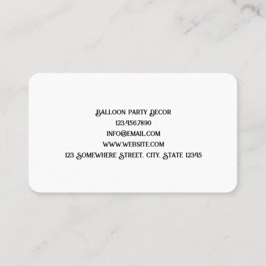 De Decor van de ballonpartij Douane QR Visitekaartje (Achterkant)