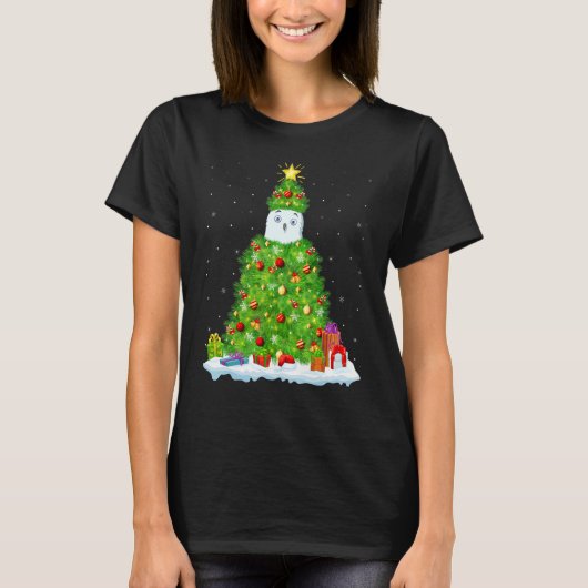 De Decoraties van Xmas verlichten Santa Snowy Owl  T-shirt (Voorkant)