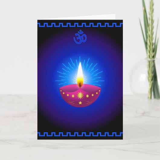 De Decoratieve Gloeiende Lamp van Diwali Kaart (Voorkant)