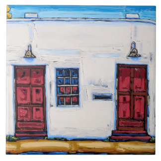 De decoratieve tegel "Twee rode deuren" Tegeltje