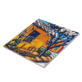 De decoratieve tegels van de "Oranje lententuin" Tegeltje (Zijkant)