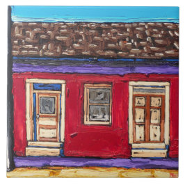 De Decoratieve Tile "Crimson Red, Tucson Barrio" Tegeltje