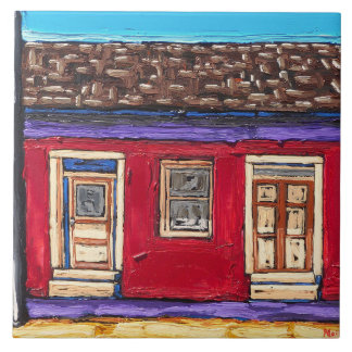 De Decoratieve Tile "Crimson Red, Tucson Barrio" Tegeltje