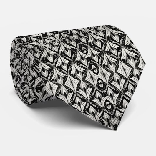 De decoratieve zwart-wit stropdas (Opgerold)