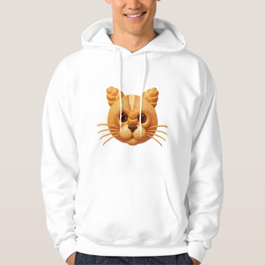 De Deeg-Thuis Kat: Whimsieke Brood Kitty Hoodie (Voorkant)