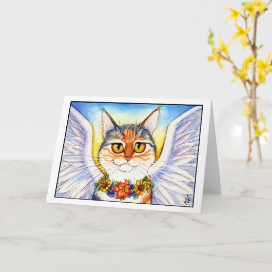 De deelnemingskaart van de Kat van de engel Kaart (Gele Bloem)