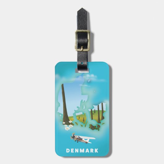 De Deense kaart illustreerde de reisposter. Bagagelabel (Voorkant verticaal)