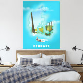 De Deense kaart illustreerde de reisposter. Canvas Afdruk (Insitu (Slaapkamer))