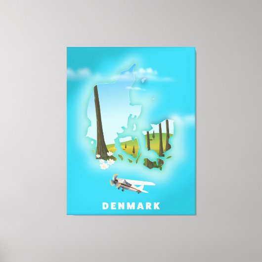 De Deense kaart illustreerde de reisposter. Canvas Afdruk (Voorkant)