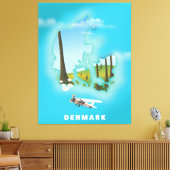 De Deense kaart illustreerde de reisposter. Canvas Afdruk (Insitu (Woonkamer))