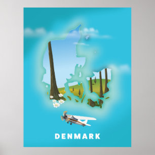 De Deense kaart illustreerde de reisposter. Poster