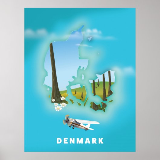 De Deense kaart illustreerde de reisposter. Poster (Voorkant)