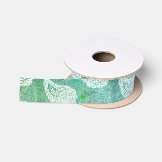 De Deep Blue Paisley Satijnen Lint (Spoel)