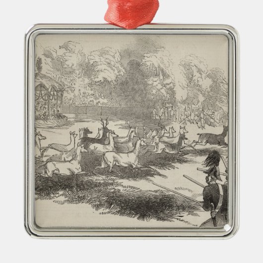 De deer Shooting in Gotha Metalen Ornament (Voorkant)