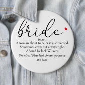 De Definitie van de Bride van het manuscript, Vrij Ronde Button 6,0 Cm (In situ)