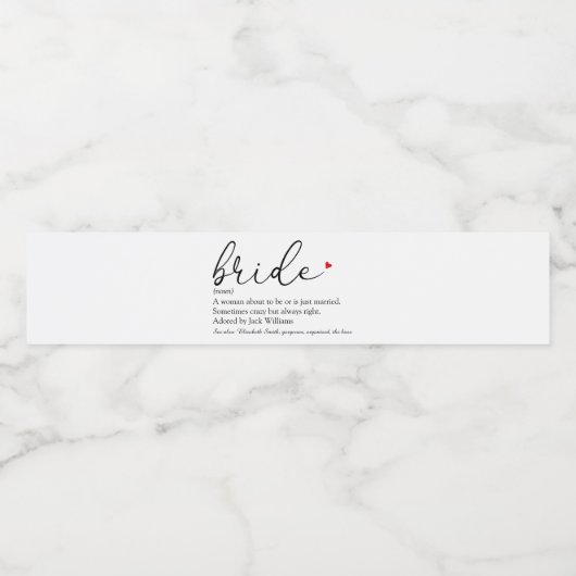 De Definitie van de Bride van het manuscript, Vrij Waterfles Etiket (Enkel label)