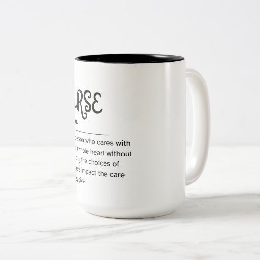 De definitie van een verpleegster deel 2 tweekleurige koffiemok (Voorkant rechts)