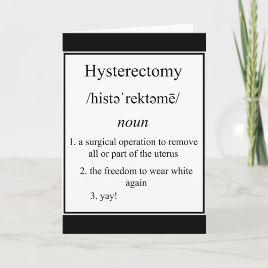 De definitie van hysterectomie Kaart (Voorkant)