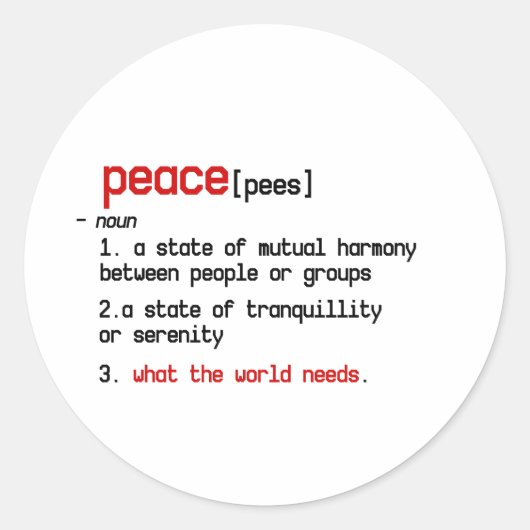 de definitie van "peace sticker" ronde sticker (Voorkant)