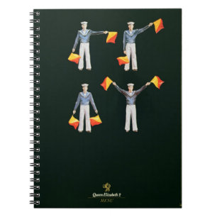 De dekking van het menu van aan boord QE2 (kleuren Notitieboek