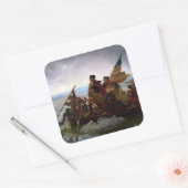 De Delaware overgestoken 1776: Generaal George Was Vierkante Sticker (Envelop)
