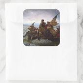 De Delaware overgestoken 1776: Generaal George Was Vierkante Sticker (Tas)