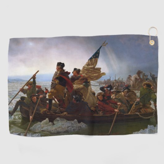 De Delaware oversteken 1776: Generaal George Washi Golfhanddoek (Horizontaal)