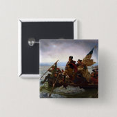 De Delaware River oversteken, George Washington Vierkante Button 5,1 Cm (Voorkant /achterkant)