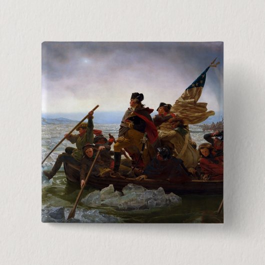 De Delaware-rivier oversteken, George Washington Vierkante Button 5,1 Cm (Voorkant)