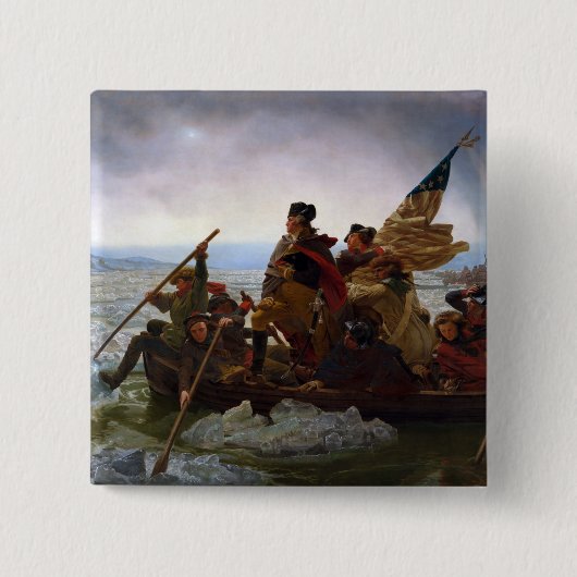 De Delaware-rivier oversteken, George Washington Vierkante Button 5,1 Cm (Voorkant)