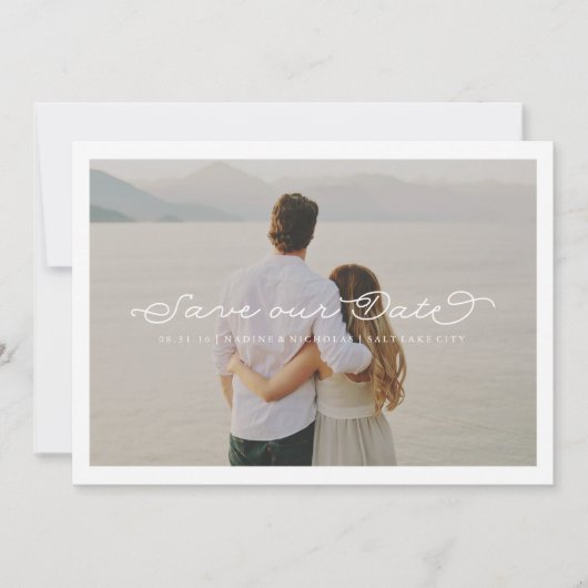 De Delicate Liefde bewaart de Overlay van de Wedde Save The Date (Voorkant)