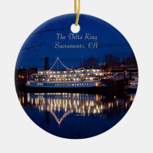 De Delta King 's nachts - Sacramento, CA Keramisch Ornament (Voorkant)