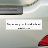 De democratie begint op school, aisudbury.com. bumpersticker (Op auto)
