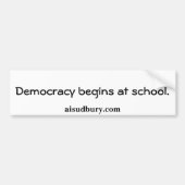 De democratie begint op school, aisudbury.com. bumpersticker (Voorkant)