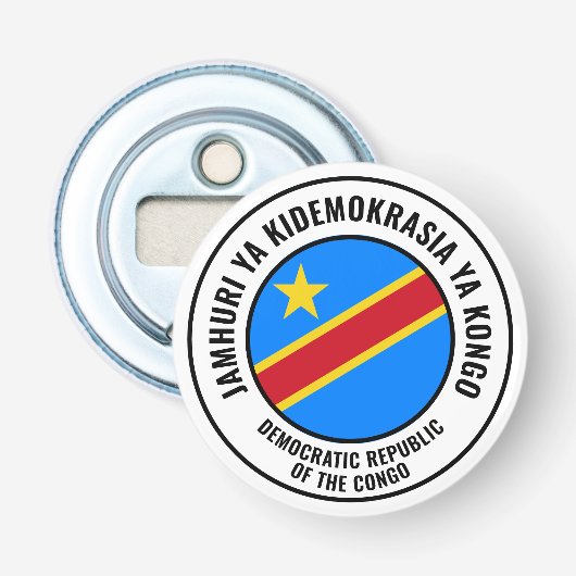 De Democratische Republiek Congo Vlaggenschalig Button Flesopener (Voorkant)