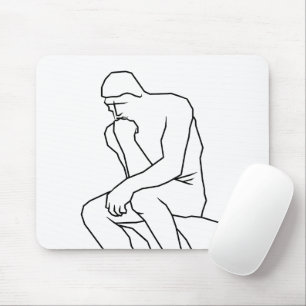 De denker man standbeeld lijn kunst, Geïnspireerd Muismat