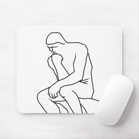 De denker man standbeeld lijn kunst, Geïnspireerd Muismat (Met muis)