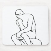 De denker man standbeeld lijn kunst, Geïnspireerd Muismat (Voorkant)