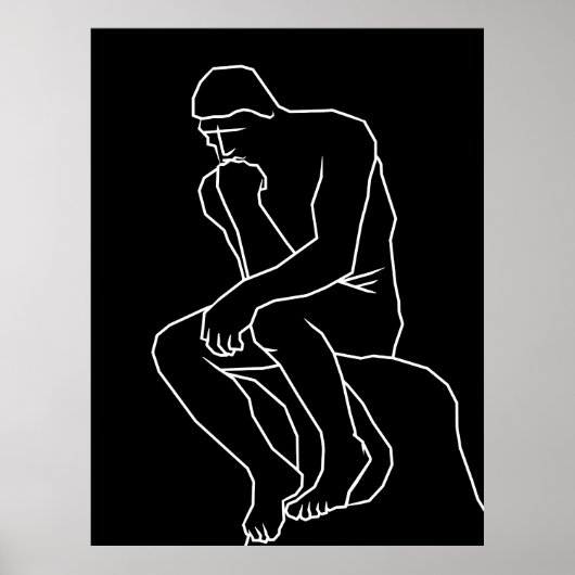 De denker man standbeeld lijn kunst, Geïnspireerd Poster (Voorkant)