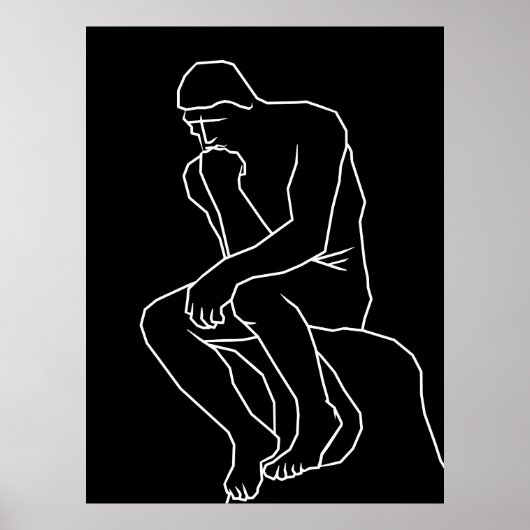 De denker man standbeeld lijn kunst, Geïnspireerd  Poster (Voorkant)
