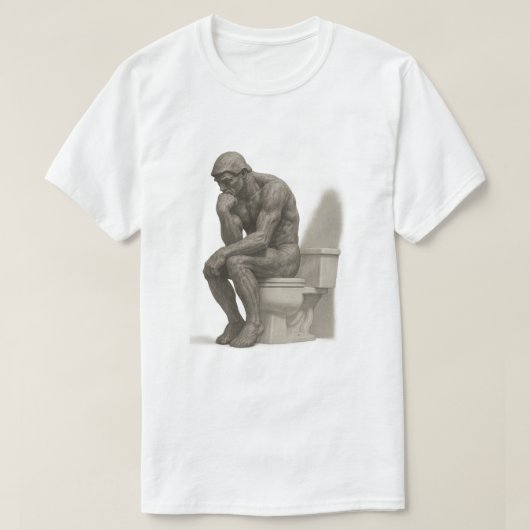 De denker op de troon – Klassieke houtskoolstijl T-shirt (Design voorkant)