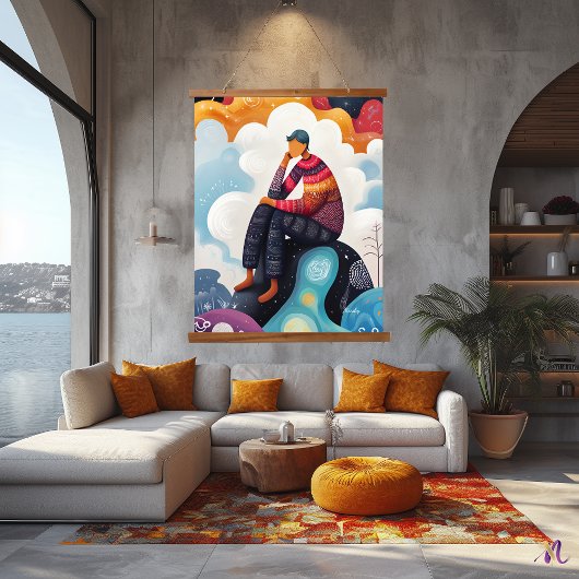 De denker opnieuw bedacht: Abstracte moderne kunst Hangend Wandkleed