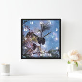 De Denneappels van de winter onder een sterrige Vierkante Klok (Huis)