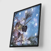 De Denneappels van de winter onder een sterrige Vierkante Klok (Hoek)