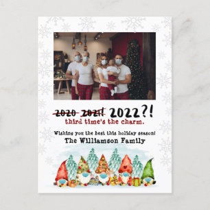 De derde keer is de charme Funny 2022 Holiday Fo Feestdagenkaart