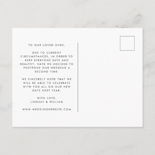 De derde keer is een Kosten Verander de Datum Aankondigingskaart (Achterkant)